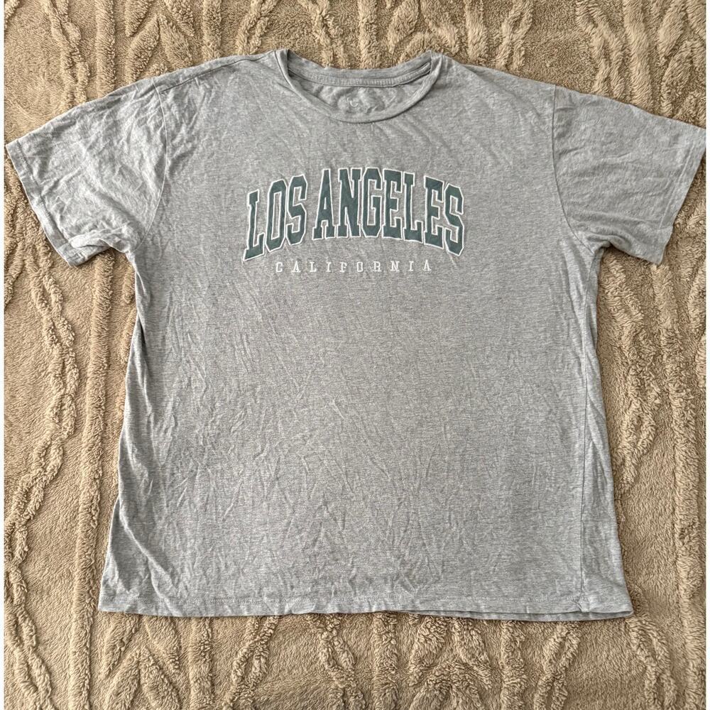 Organic Generation LA California Graphic Tee Gray Large Oversized Top